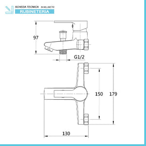 Set miscelatori lavabo bidet e vasca con doccetta e flessibile Prima