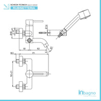 Set miscelatori lavabo bidet e vasca con kit doccia cromati Piralla Essenza scarico incluso