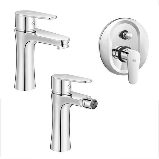 Set miscelatori lavabo bidet incasso doccia con deviatore cromati Lizzy