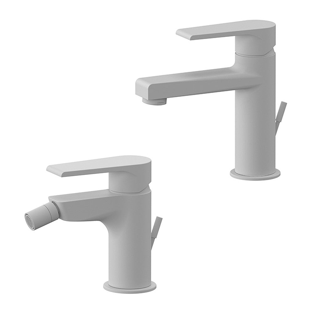 Set miscelatori lavabo e bidet bianco opaco Mariani Artic scarico incluso