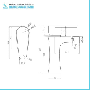 Set miscelatori lavabo e bidet cromati serie Lizzy in ottone