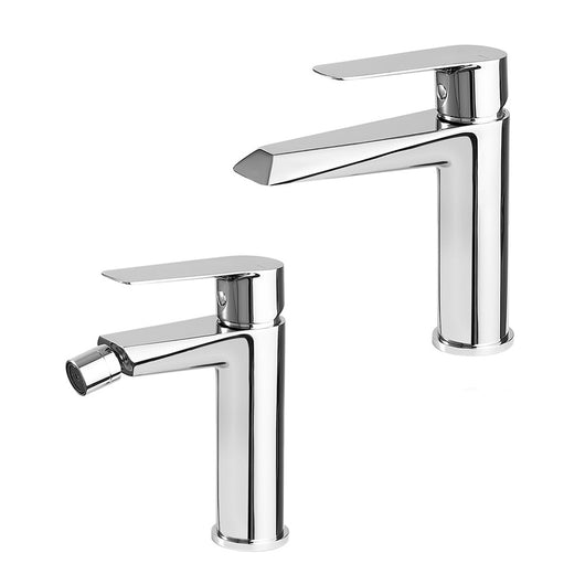 Set miscelatori lavabo e bidet in ottone cromo lucido Cristallo