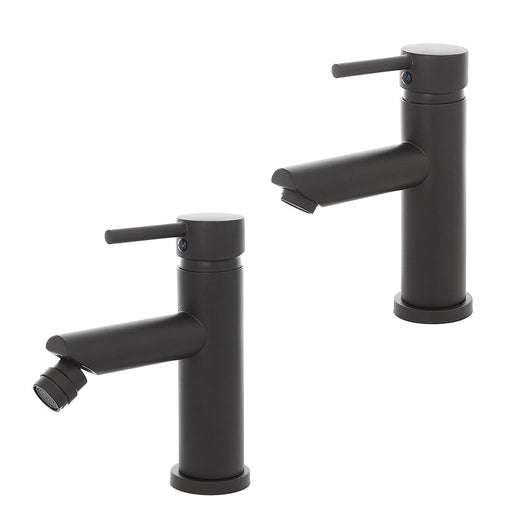 Set miscelatori lavabo e bidet nero opaco con piletta click clack | York