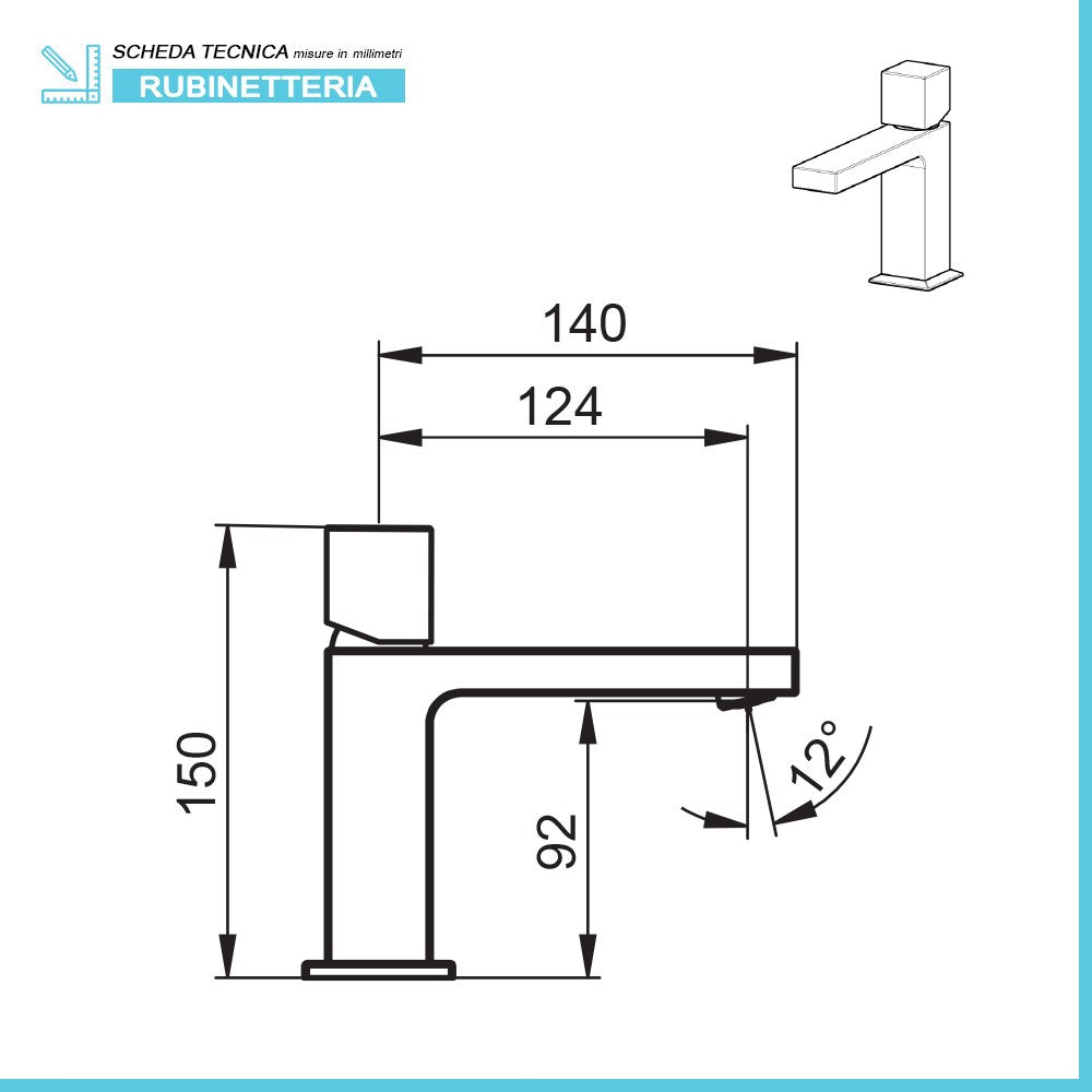 Set miscelatori lavabo e bidet senza leva cromato lucido Torre