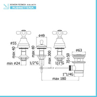 Set miscelatori Paffoni Iris a tre fori lavabo e bidet con scarico incluso