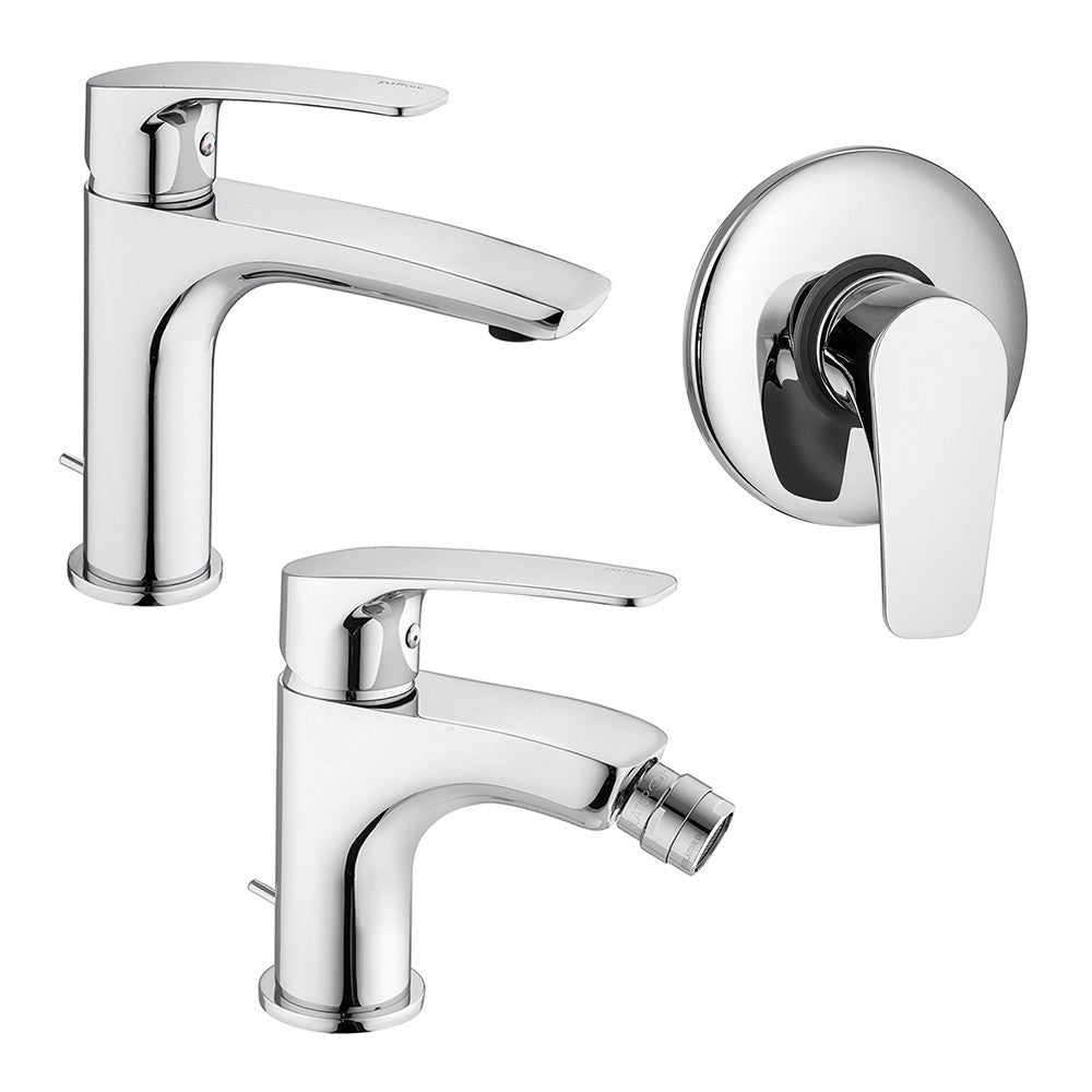 Set miscelatori Paffoni Lime lavabo bidet e doccia incasso in ottone cromo