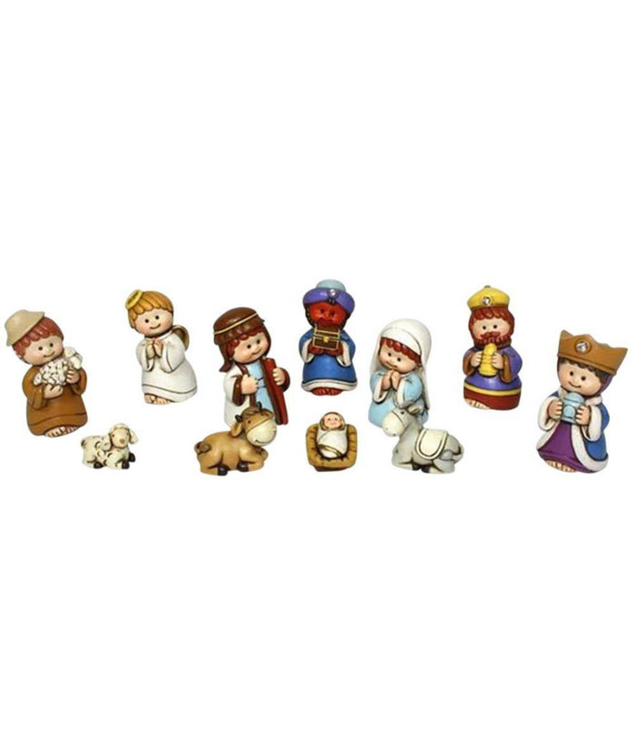 Set Nativita Bambini Per Presepe Natale Statuine Presepio In Resina 7cm 11pz         