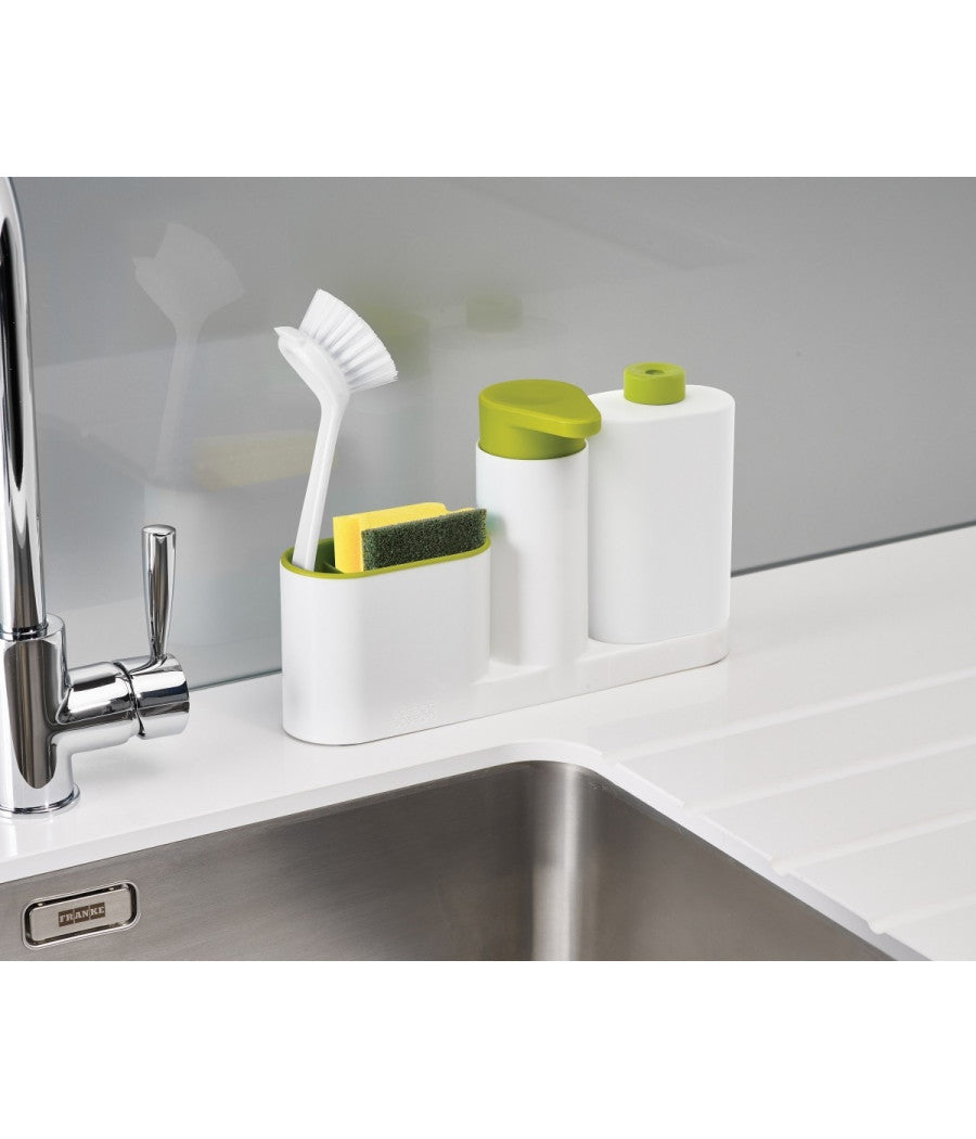 Set Organizer Per Lavello Dispenser Di Sapone Liquido + Bottiglia + Contenitore         