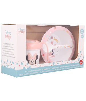 Disney Baby Set Pappa 3 Pezzi Minnie Mouse Rosa Prima Pappa Per Bambini Asilo         