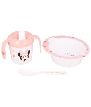 Disney Baby Set Pappa 3 Pezzi Minnie Mouse Rosa Prima Pappa Per Bambini Asilo         