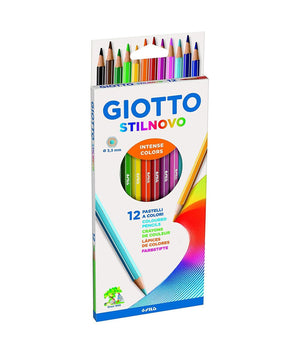 Set Pastelli Colorati 12 Pz. Matite In Legno Per Colorare Giotto Scuola Disegno         