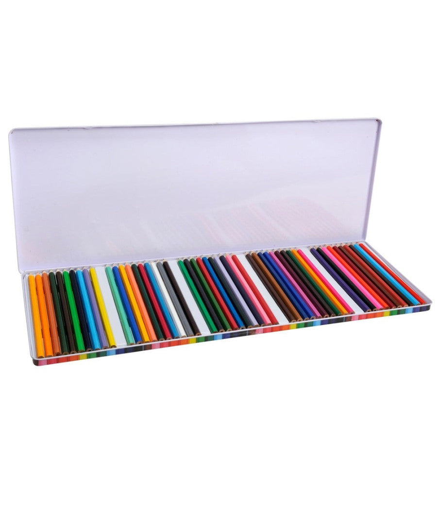 Set Pastelli Colorati 50 Pz. Matite In Legno Per Colorare Bambini Scuola Disegno         