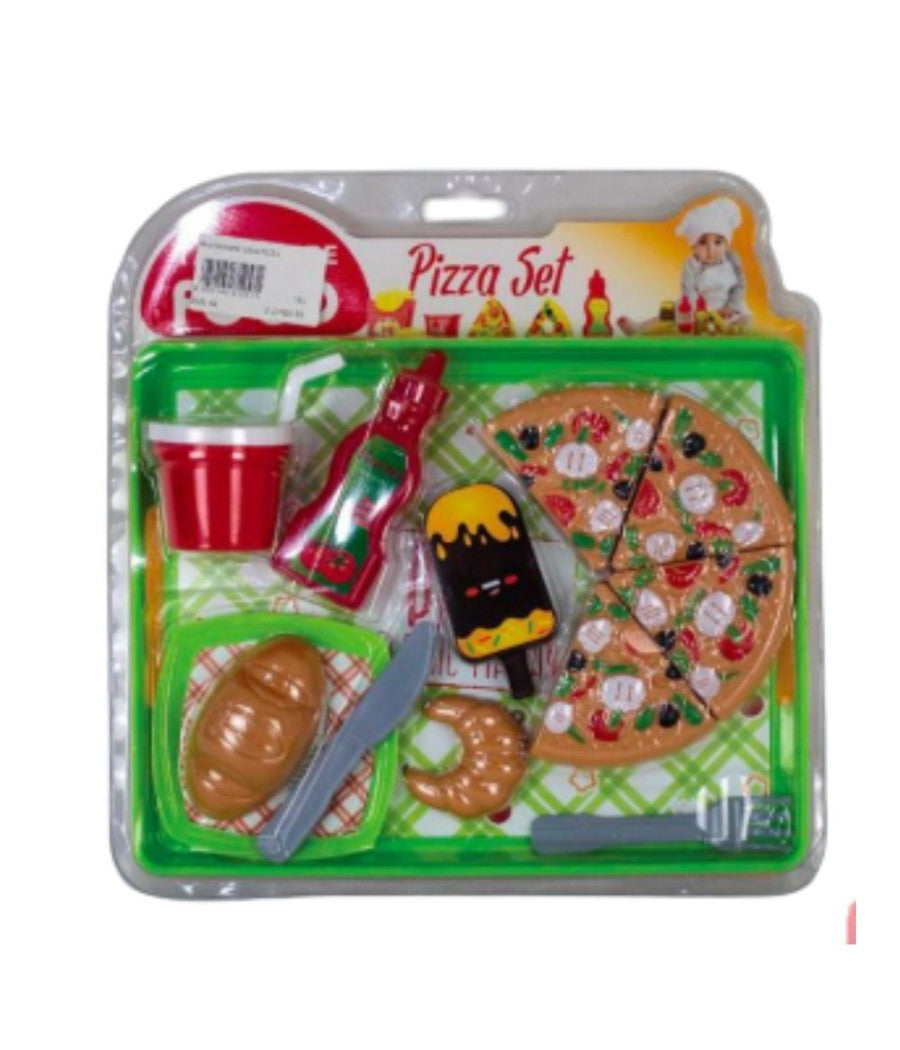 Set Pizza Mangiamo Insieme Con Vari Accessori Giocattolo Per Bambini 28x28,5 Cm         