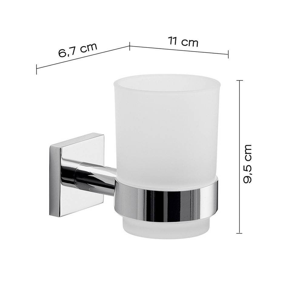 Set portaspazzolini e dosasapone da muro Gedy linea Fuji cromato - Gedy