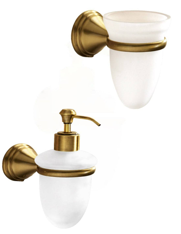 Set portaspazzolini e dosasapone da muro Gedy linea Romance bronzo - Gedy