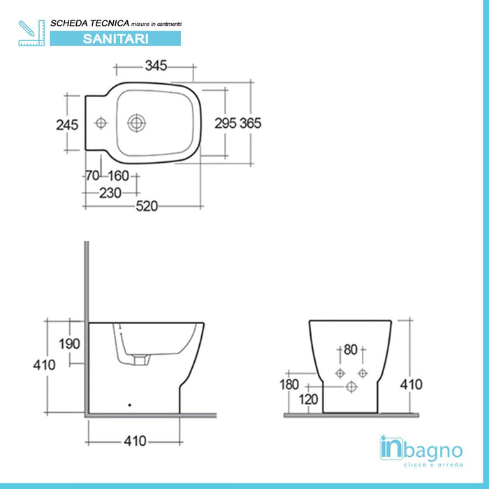 Set Sanitari filomuro Rak serie one con sedile ultra slim rallenty