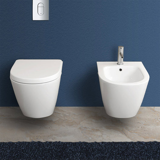 Set sanitari sospesi rimless Resort con WC + Bidet + Copriwater ultraslim rallenty