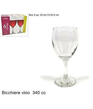 Set Servizio Da 6 Calici Bicchieri In Vetro Da 340cc Per Vino Acqua Economici         