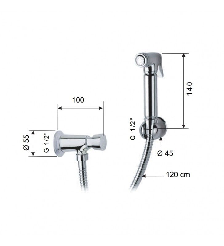 Miscelatore incasso per shut-off arrotondato con doccetta, supporto e flessibile doccia cod 75807