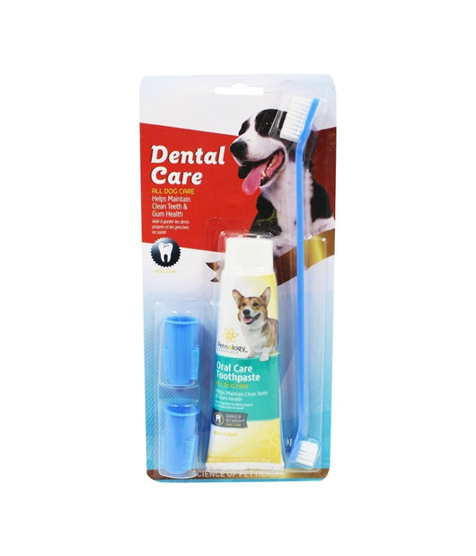 Set Spazzolino Lungo Doppio + Dentifricio + 2 Testine Dito Per Cane Animali         