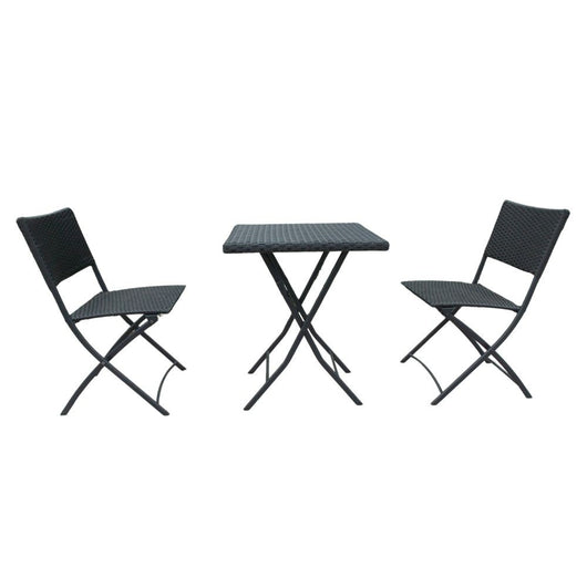 Set tavolo e sedie pieghevoli rattan colore nero WRB015