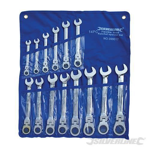 Set chiavi Silverline testa fissa croce cricchetto 180° acciaio da 8 a 24mm Prezzo - Default Title