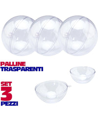 Sfere Natalizie Palline Trasparenti Apribili Da Riempire Decorazione Natale 3 Pz         