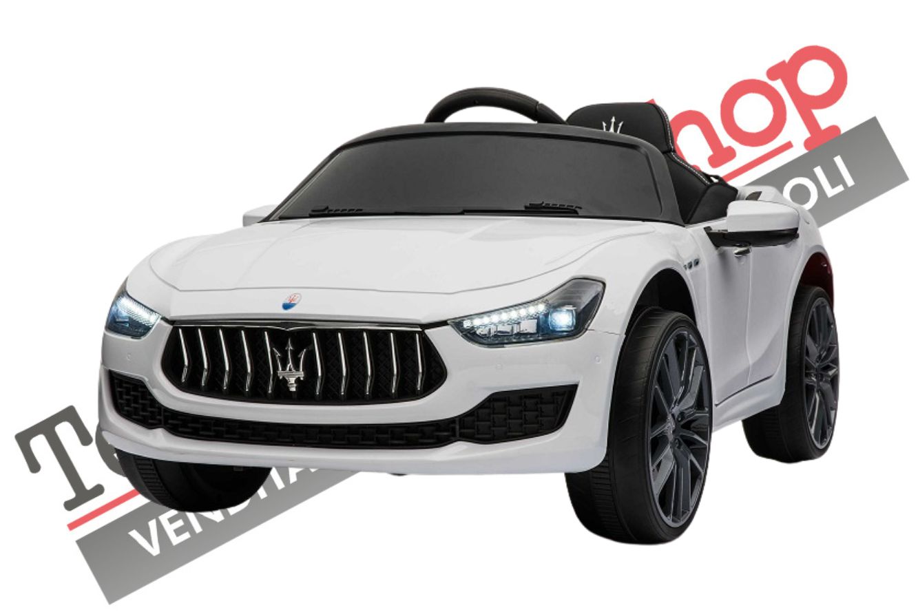 Auto Elettrica per Bambini MASERATI GHIBLI 12V  con Sedile in Pelle colore Bianco