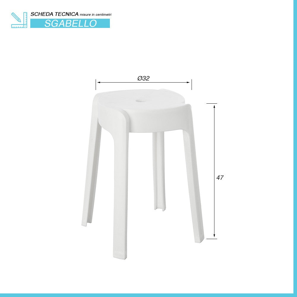 Sgabello bagno multiuso bianco in plastica Fly