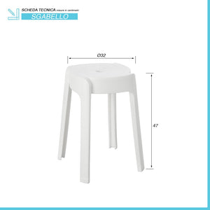 Sgabello bagno multiuso bianco in plastica Fly