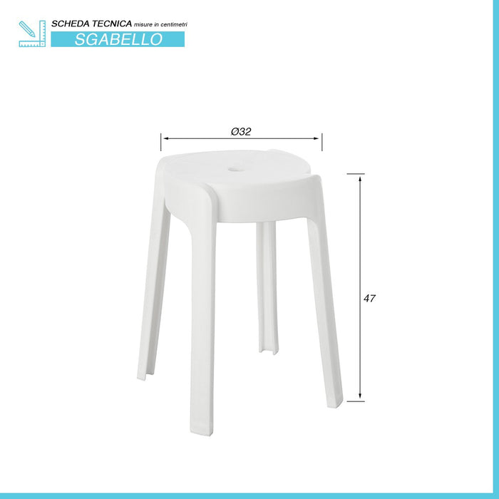 Sgabello bagno multiuso bianco in plastica Fly