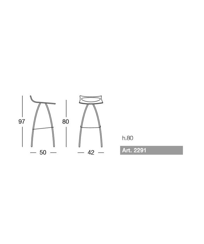 Sgabello Diablito Set Da 4 H 80 In Tecnopolimero E Acciaio Cromato Made In Italy Scab Design colore Arancione 30