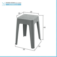 Sgabello grigio multiuso in plastica rigida con gommini antiscivolo