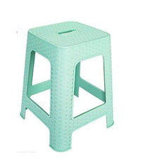 Sgabello In Plastica Rattan Verde Acqua H 45,5 Cm Sedia Complemento D'arredo         