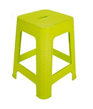 Sgabello In Plastica Rattan Verde H 45,5 Cm Sedia Complemento D'arredo Per Casa         