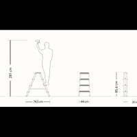 Sgabello scala in alluminio 4 gradini 4x4 doppia salita 125 kg