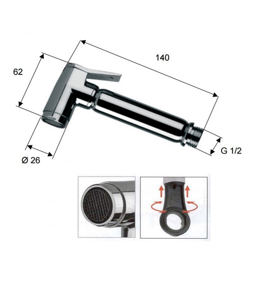 Set doccetta bidet relax sq con doccia quadrata, flessibile e supporto lux cod 75802