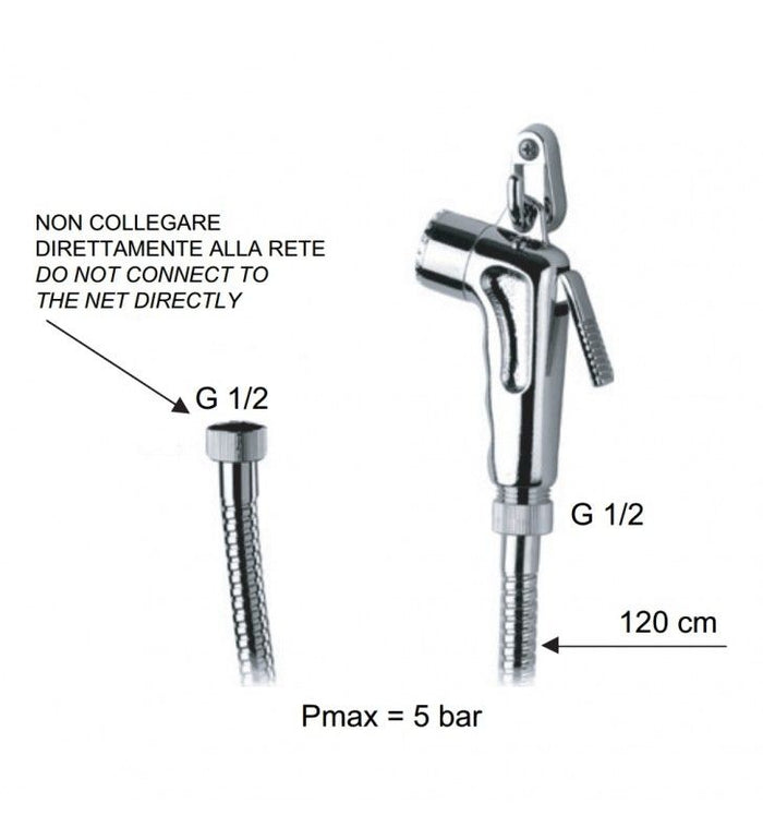 Set doccetta per bidet relax con doccia a pulsante, flessibile, miscelatore doccia e supporto lux cod 75815