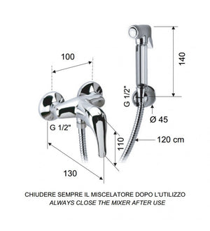 Miscelatore incasso per shut-off con doccetta shut-off , supporto doccia-presa acqua e flessibile doccia. cod 75820