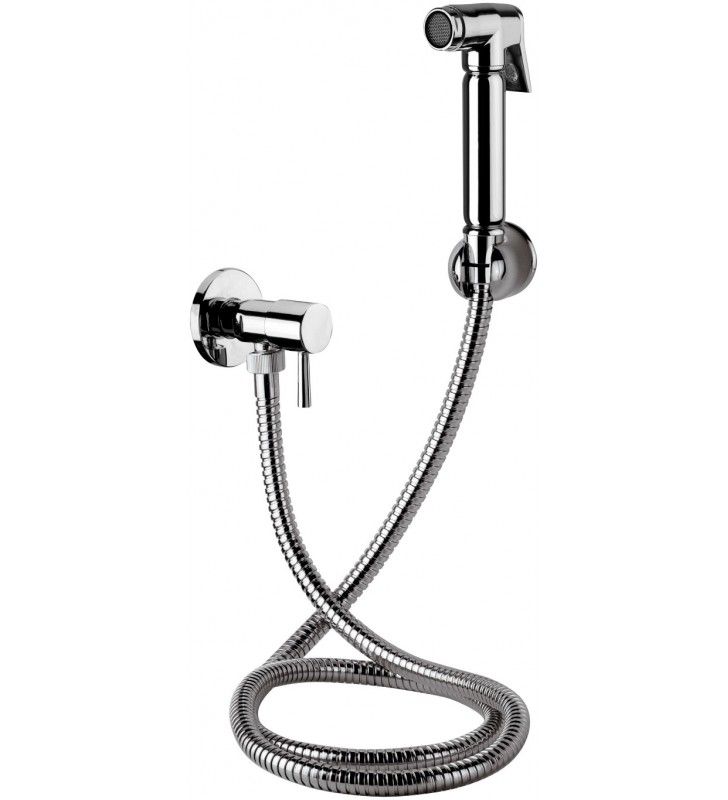 Set doccetta per bidet relax con doccia a pulsante, flessibile, rubinetto e supporto lux tutto cromo cod 75799