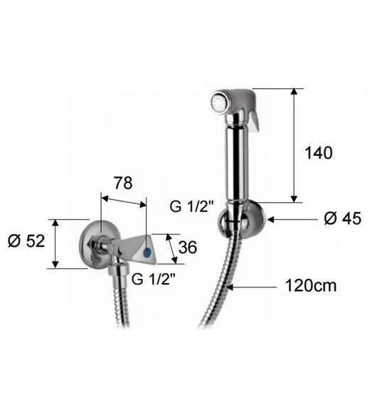 Set doccetta per bidet relax con doccia a pulsante, flessibile, rubinetto e supporto lux tutto cromo cod 75799