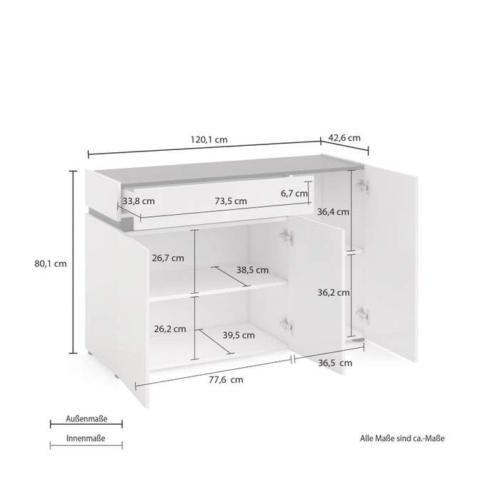 Sideboard BOB 3 ante con 1 cassetto made in Italy