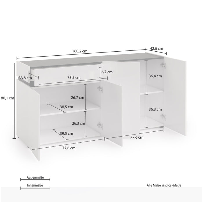 Sideboard BOB 4 ante con 1 cassetto made in Italy