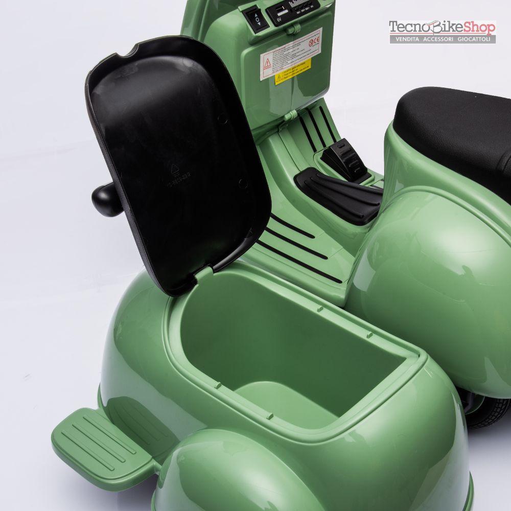 Moto Elettrica per Bambini Vespa Sidecar Small 6V colore Verde