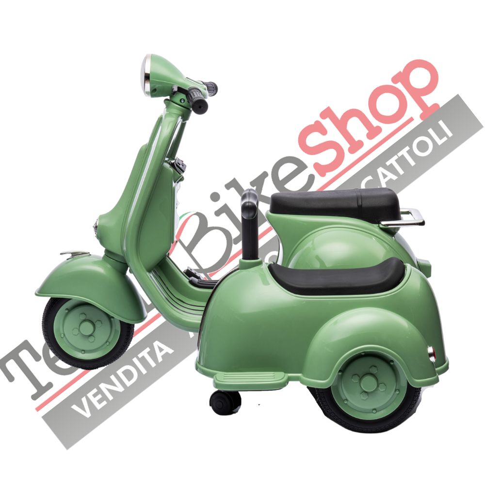 Moto Elettrica per Bambini Vespa Sidecar Small 6V colore Verde