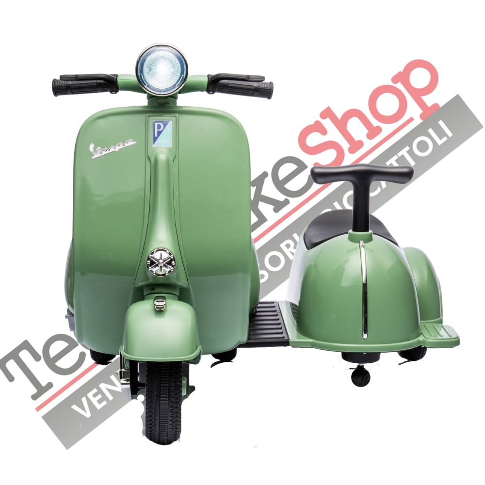 Moto Elettrica per Bambini Vespa Sidecar Small 6V colore Verde