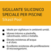 Sikasil Pool Sigillante Siliconico Ml. 300 Bianco Per Giunti Di Piscine