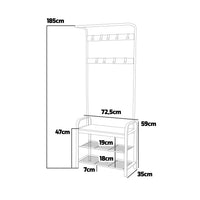 Sirsa - Appendiabiti freestanding con panca e vano scarpiera incorporati