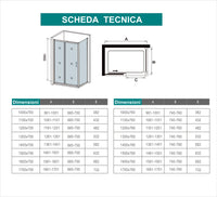 H.185 cm Box Doccia Angolare Porta Scorrevole con Parete Fissa Vetro Temperato 5 mm Satinato Opaco 120x70 cm