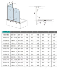 100x140cm Parete Doccia Sopravasca Angolare 2 Ante Pieghevoli con Parete Laterale 65 cm Vetro Temperato 6 mm Trasparente Anticalcare Cromato Lucido